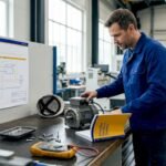 Engineer checking servo drive feedback setup
