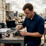 Plant engineer assembling Cognex vision system